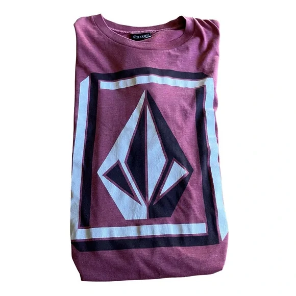 VTG Y2K Volcom Tshirt Adult Large Burgundy Classic Logo Skater Streetwear Surf - Picture 6 of 7